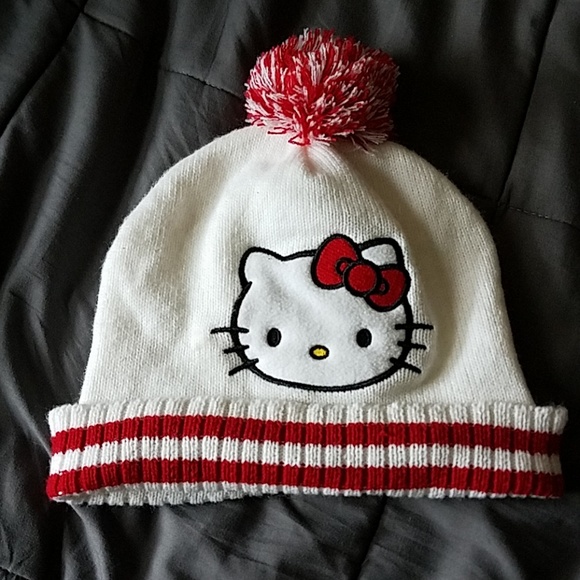 Hello kitty beanie hat would fit adult or kid - Picture 3 of 3